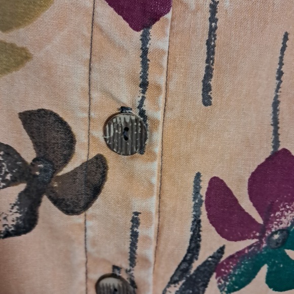 Produce Company Women‎ Linen Blend Brown Abstract Art Button Up Shirt USA M - Picture 10 of 11